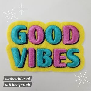 "Good Vibes" Sticker Patch, Embroidered - Colorful Funky Retro Novelty